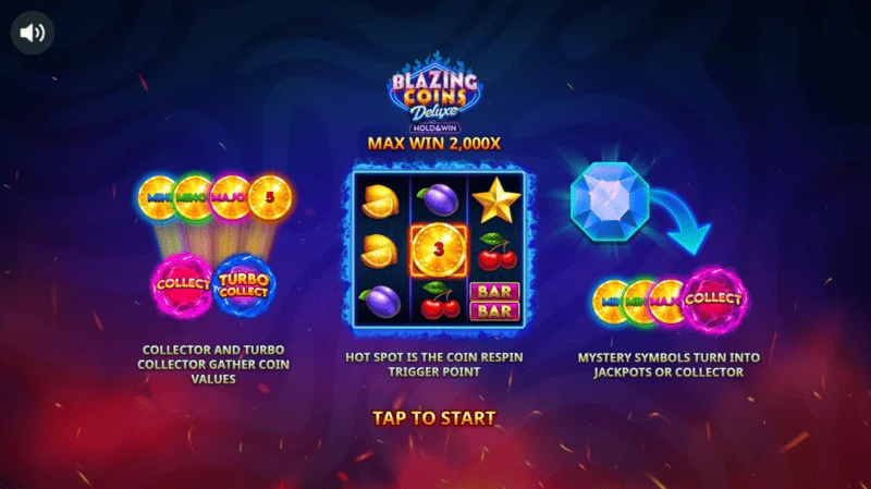 Blazing Coins Deluxe Hauptmenü