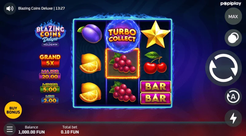 Blazing Coins Deluxe Spielbildschirm